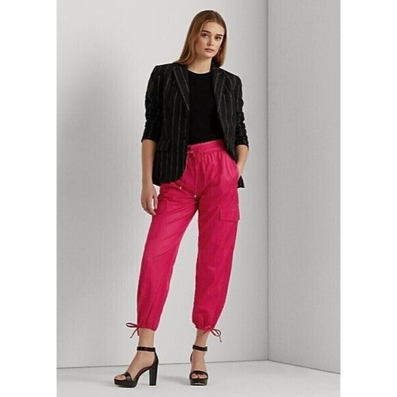 Ralph Lauren Black Label Cargo Ankle Jogger Pants size 8 Pink festival - Picture 1 of 16